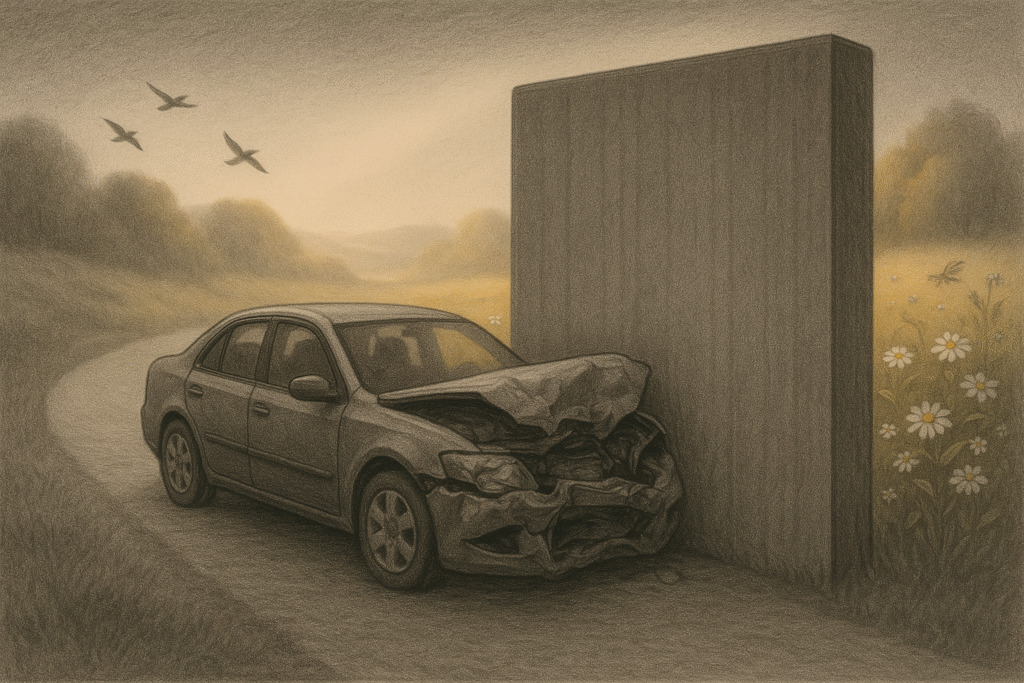 auto-tegen-muur-gebotst